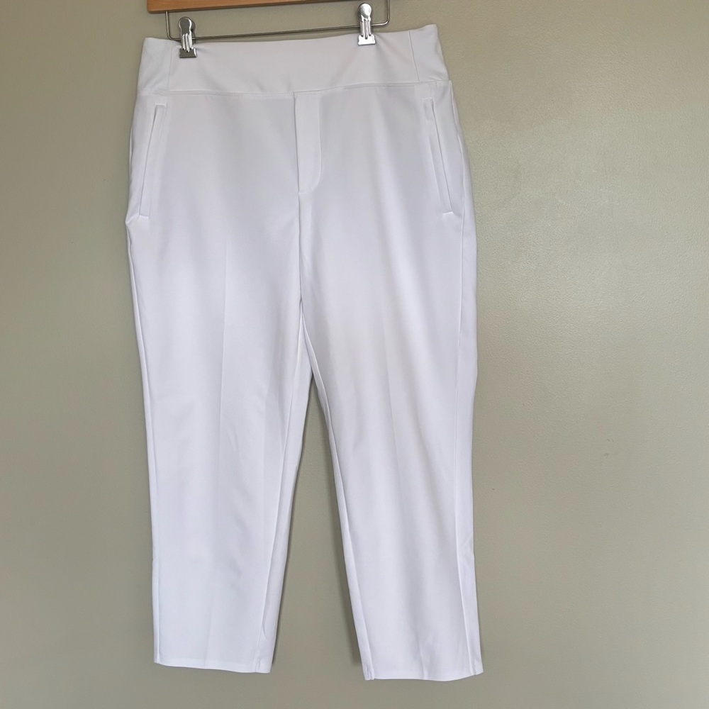 Athleta Women’s Pull On White Cropped Ankle Pants With Pockets Size 12 *E2